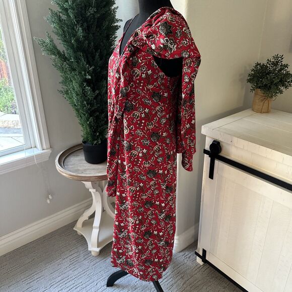 New Making the Cut S3 Ep5 Floral Sash Wrapped Midi Dress Draped Size Medium Red - Picture 3 of 14